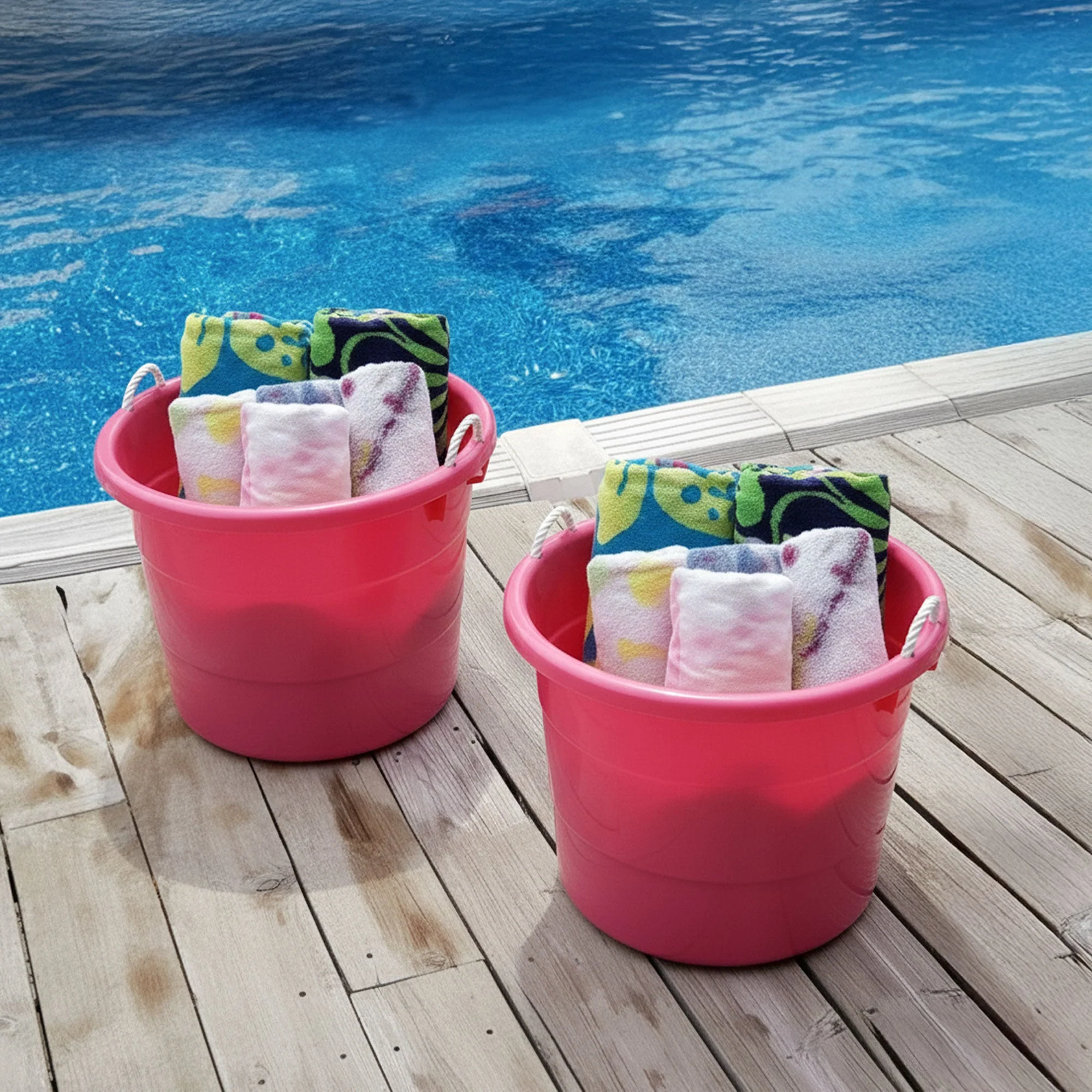 Homz Plastic 18 Gal Utility Bucket Tub w/ Rope Handle, Pink (2 Pack) - Image 8